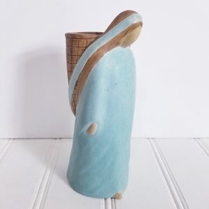 Jack Black Navajo Woman Basket Vase Sculpture Earthy Blue Handcrafted Pottery